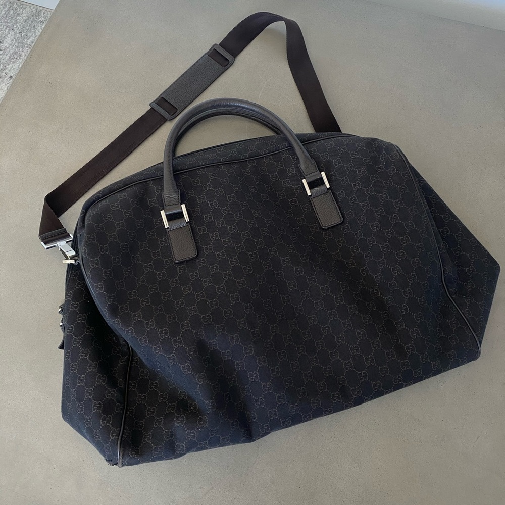 Gucci Brown Travel Duffle Bag Monogram Dust Bag